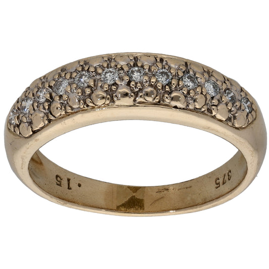 9ct Gold 0.15ct Diamond Half Eternity Ring Size N