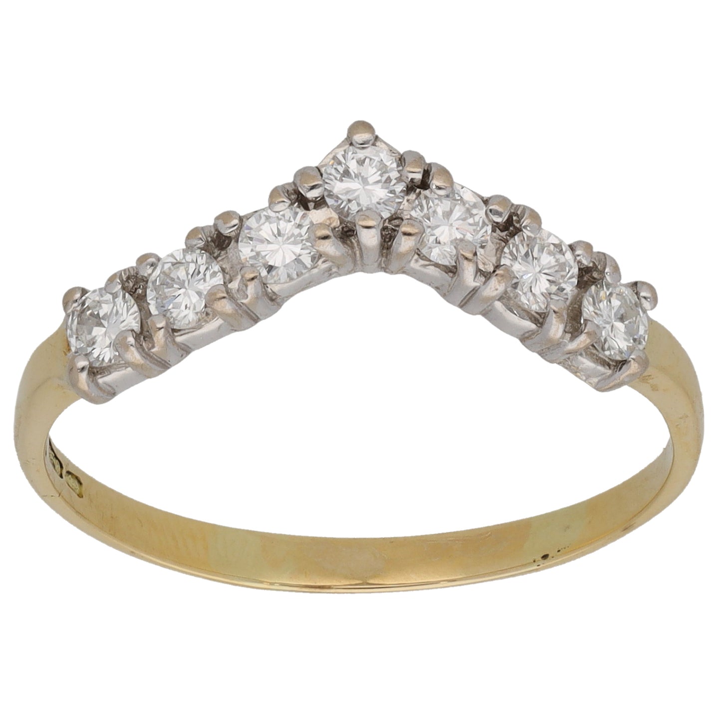 18ct Gold 0.50ct Diamond Wishbone Ring Size T
