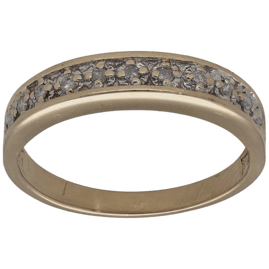 9ct Gold 0.055ct Diamond Half Eternity Ring Size M