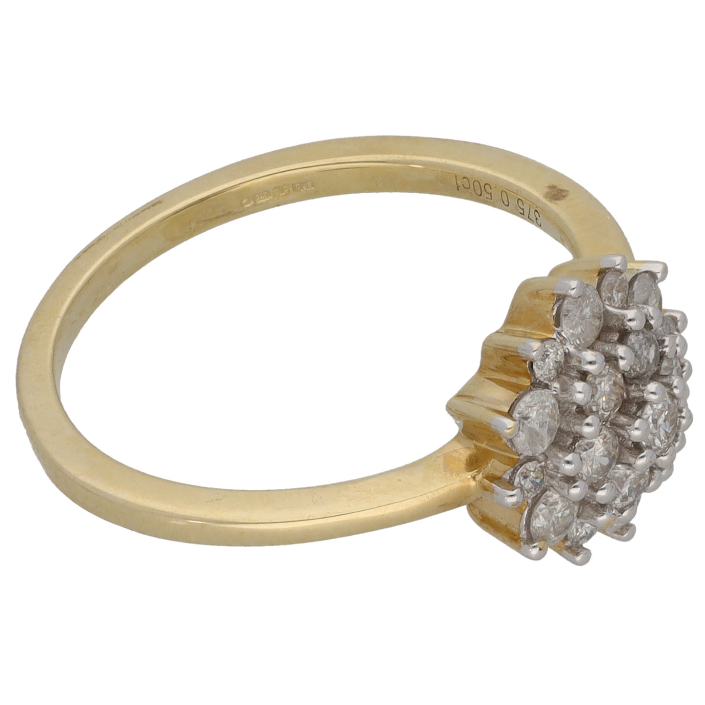 9ct Gold 0.50ct Diamond Cluster Ring Size O