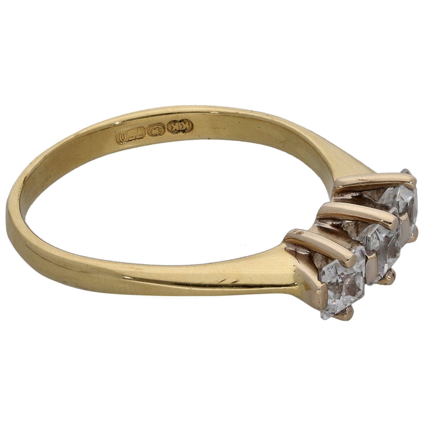 18ct Gold Cubic Zirconia Trilogy Ring Size O