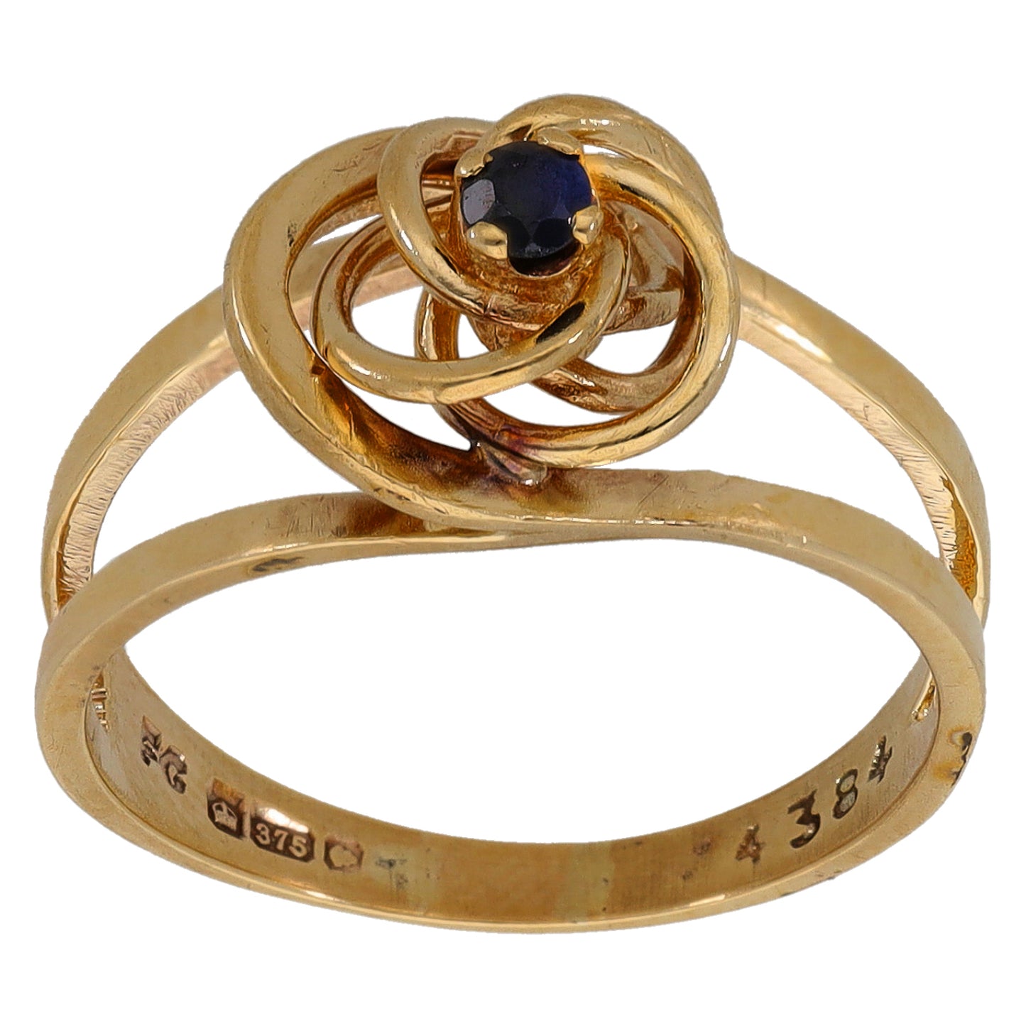 9ct Gold Sapphire Single Stone Ring Size P