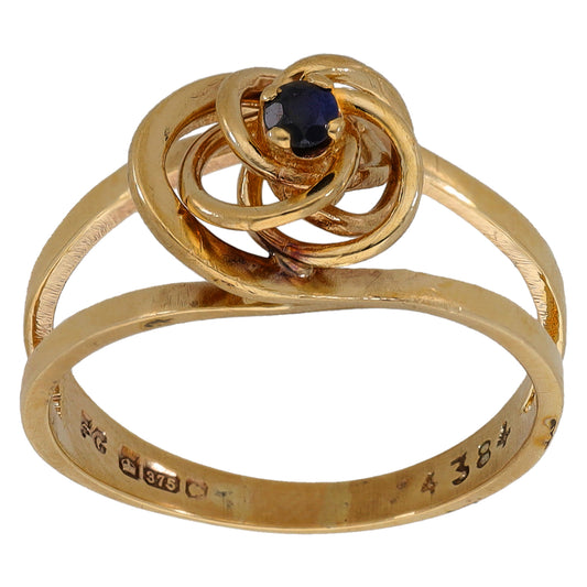 9ct Gold Sapphire Single Stone Ring Size P