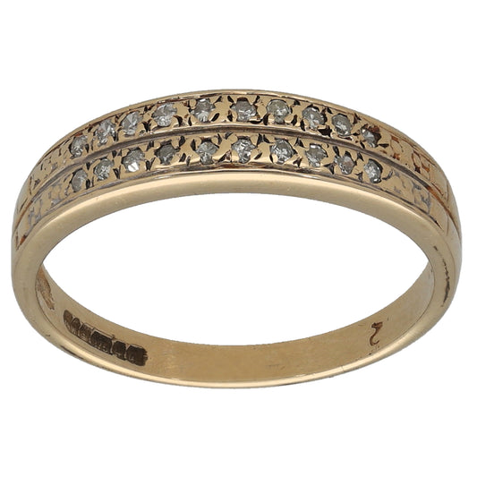 9ct Gold 0.10ct Diamond Half Eternity Ring Size L