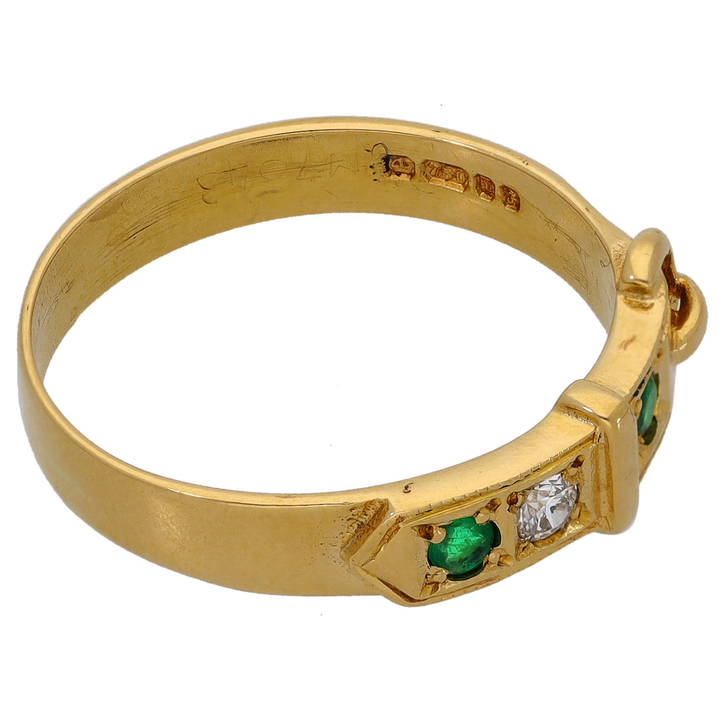 18ct Gold Emerald & 0.05ct Diamond Dress/Cocktail Ring Size Q