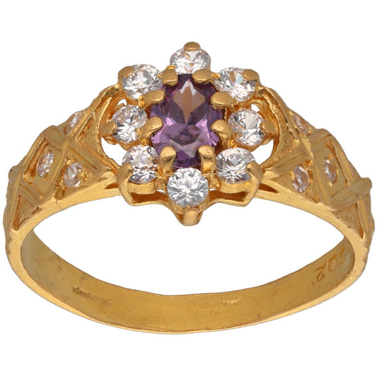 22ct Gold Imitation Gems Dress/Cocktail Ring Size P