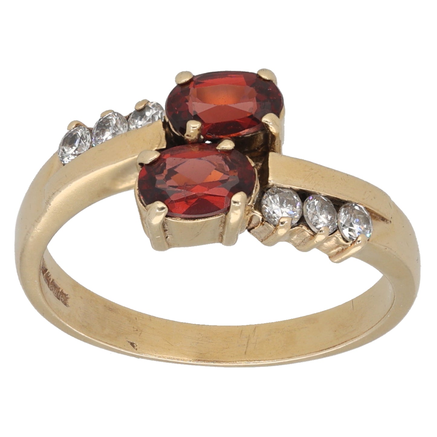 9ct Gold Garnet & Imitation Dress/Cocktail Ring Size P