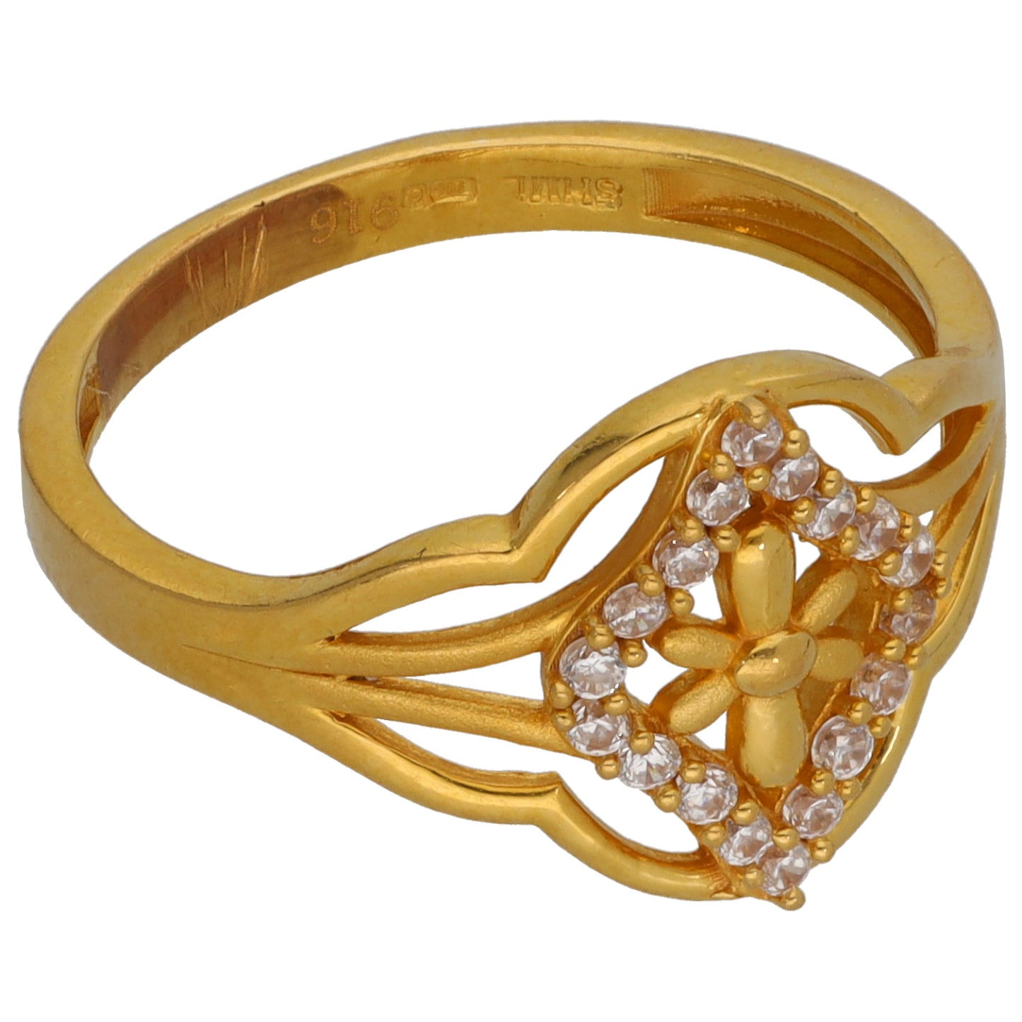 22ct Gold Imitation Gems Dress/Cocktail Ring Size P