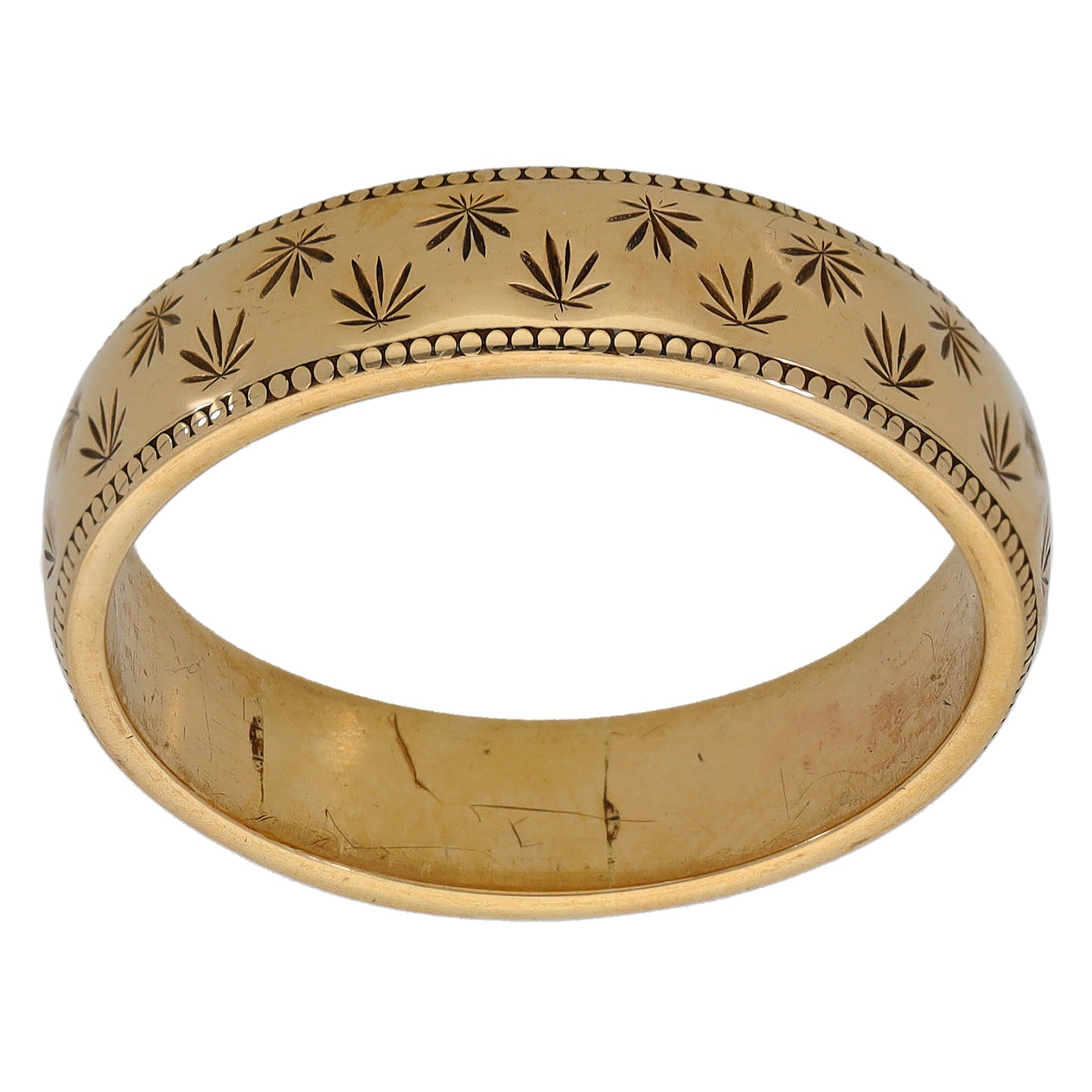 9ct Gold Patterned Wedding Ring Size T