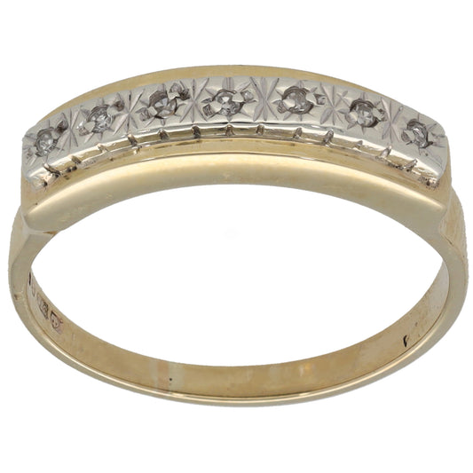 9ct Gold 0.07ct Diamond Half Eternity Ring Size S