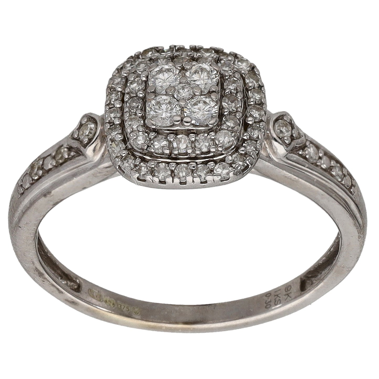 9ct White Gold 0.30ct Diamond Dress/Cocktail Ring Size M