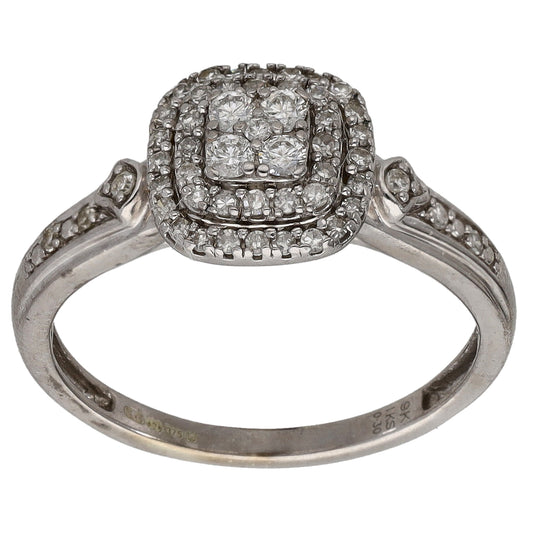 9ct White Gold 0.30ct Diamond Dress/Cocktail Ring Size M