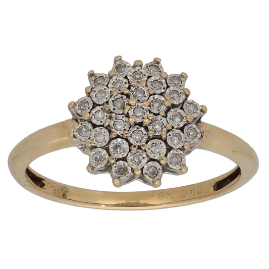 9ct Gold 0.10ct Diamond Cluster Ring Size N