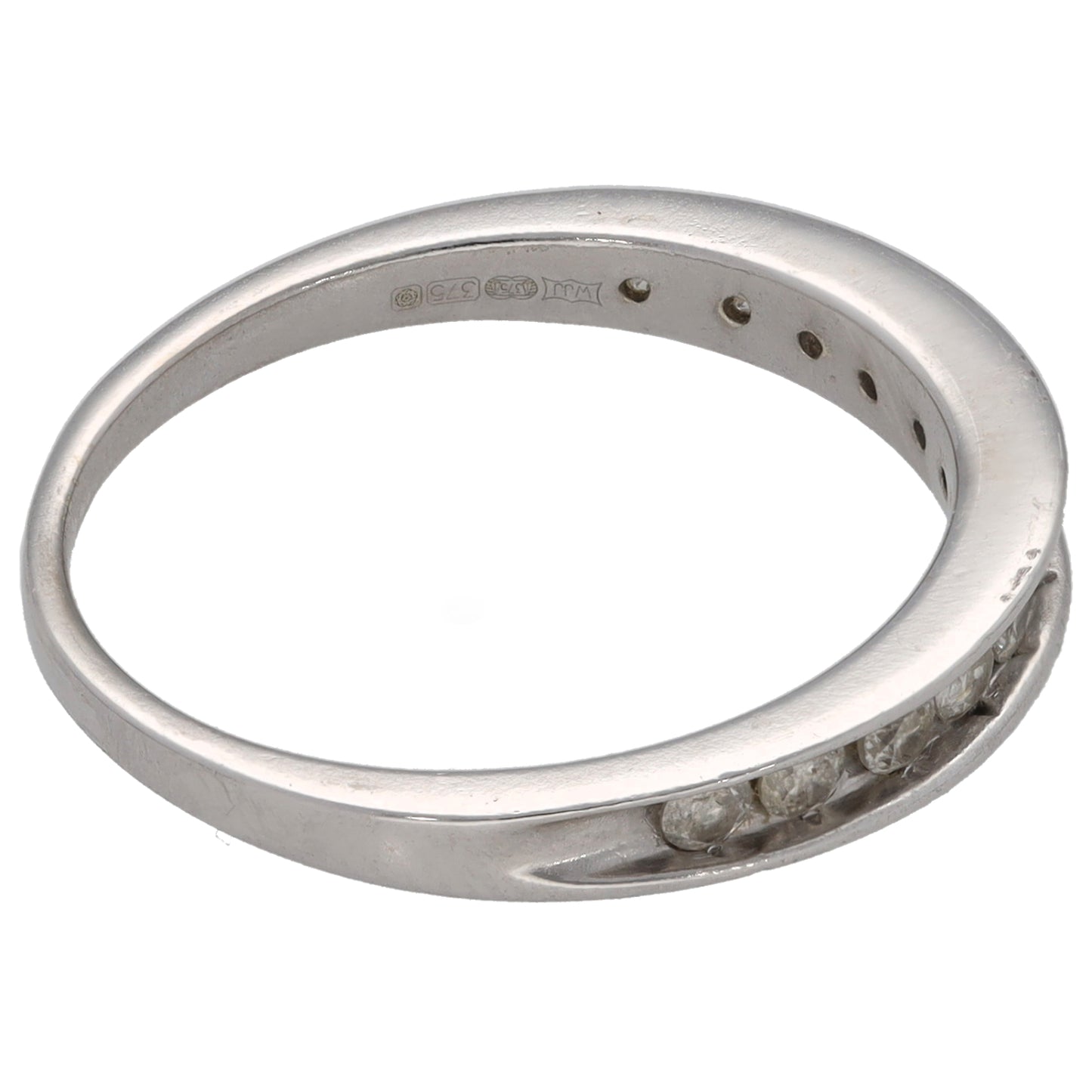 9ct White Gold 0.24ct Diamond Half Eternity Ring Size P