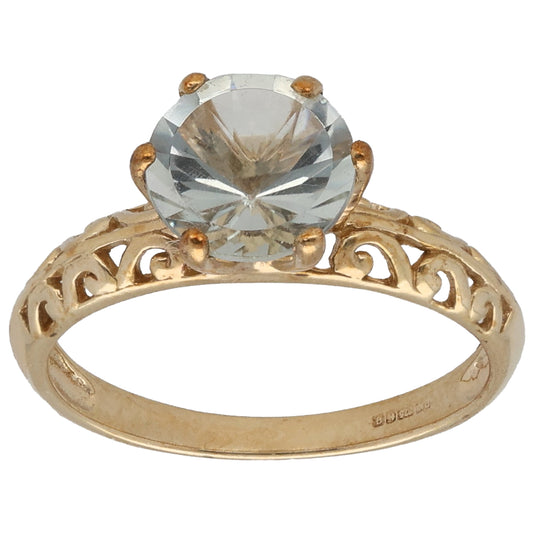 9ct Gold Quartz Single Stone Ring Size N