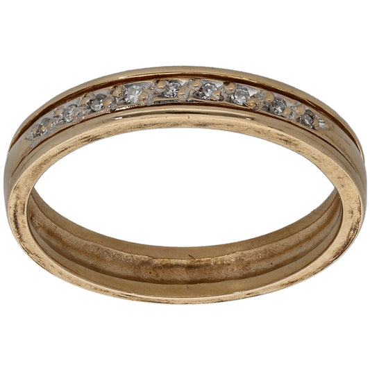 9ct Gold 0.09ct Diamond Half Eternity Ring Size P