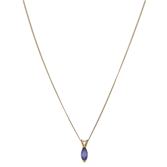 14ct Gold Tanzanite Single Stone Pendant With Chain