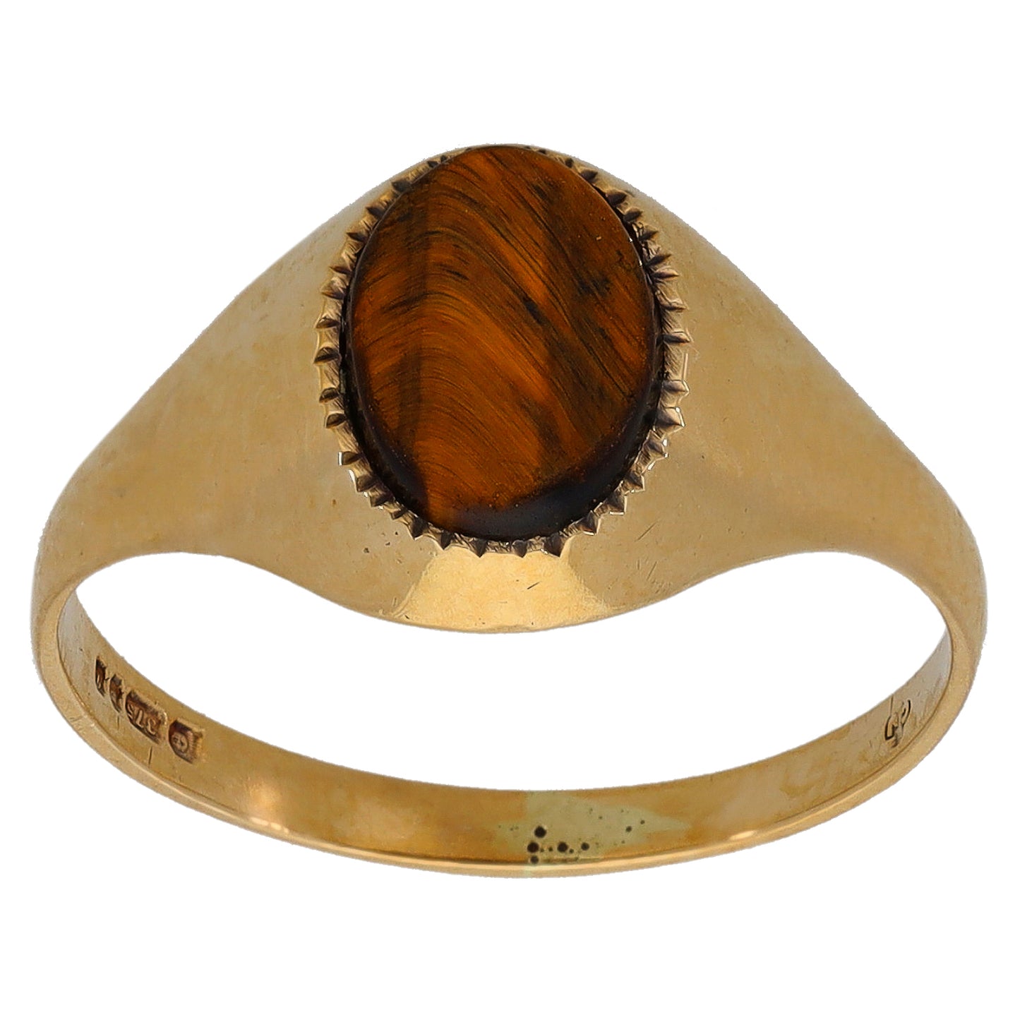 9ct Gold Tiger's Eye Signet Ring Size M