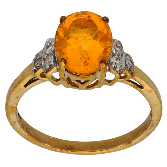 9ct Gold Opal & Imitation Gems Single Stone Ring With Accents Size N