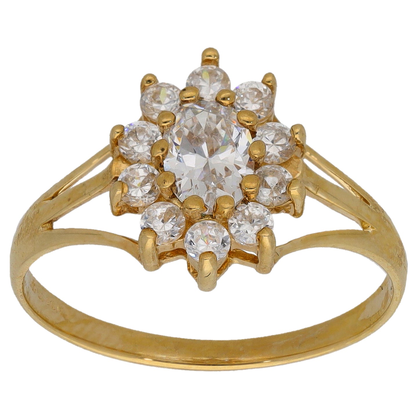 9ct Gold Cubic Zirconia Cluster Ring Size L