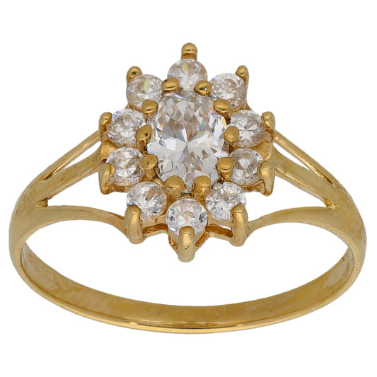 9ct Gold Cubic Zirconia Cluster Ring Size L
