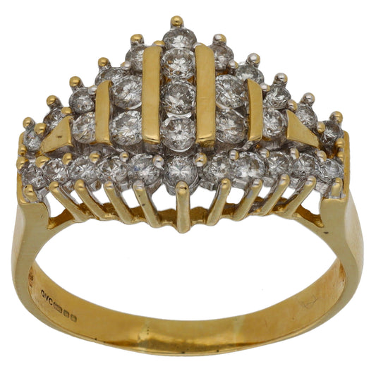 14ct Gold 1.11ct Diamond Dress/Cocktail Ring Size R