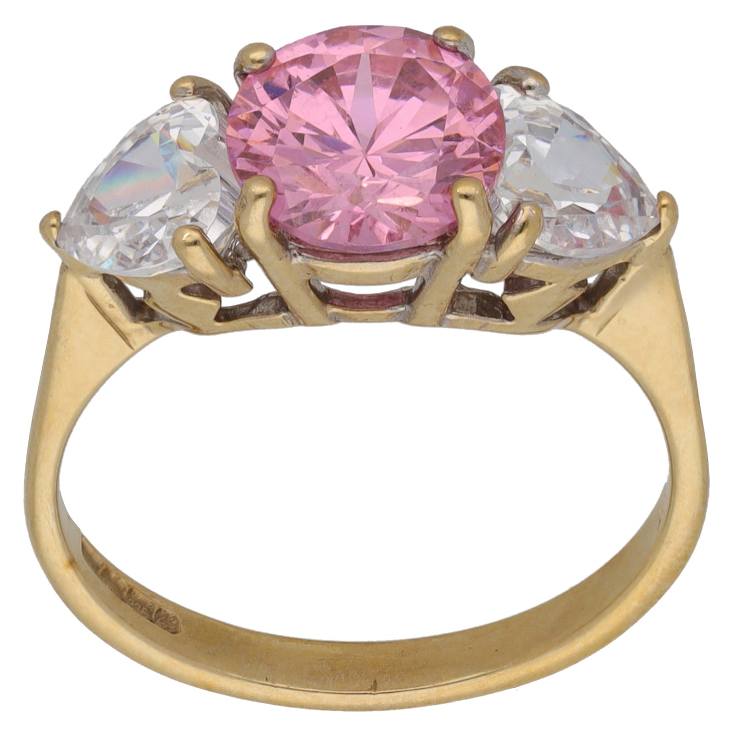 9ct Gold Cubic Zirconia Trilogy Ring Size P