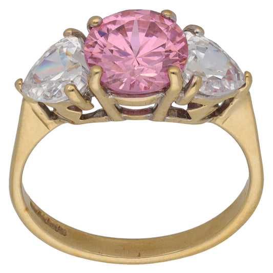 9ct Gold Cubic Zirconia Trilogy Ring Size P