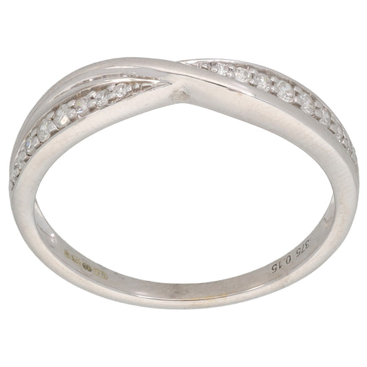 9ct White Gold 0.15ct Diamond Half Eternity Ring Size P
