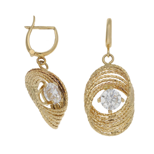 14ct Gold Cubic Zirconia Drop Earrings