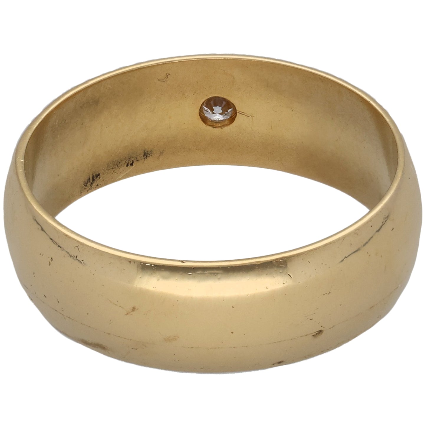 18ct Gold 0.07ct Diamond Plain Single Stone Wedding Ring Size S