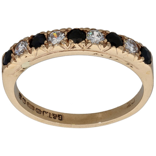9ct Gold Imitation Gems & Cubic Zirconia Half Eternity Ring Size O