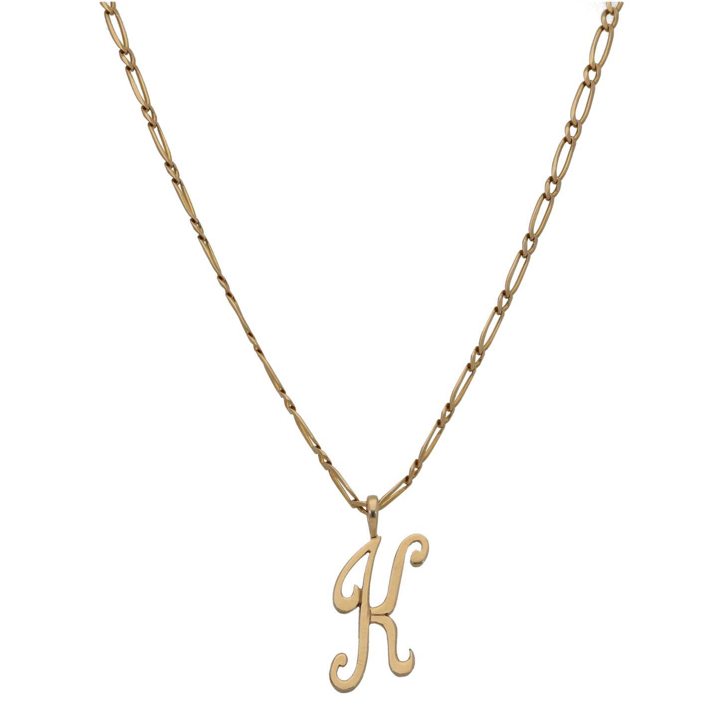 9ct Gold Initial 'K' Pendant With Chain