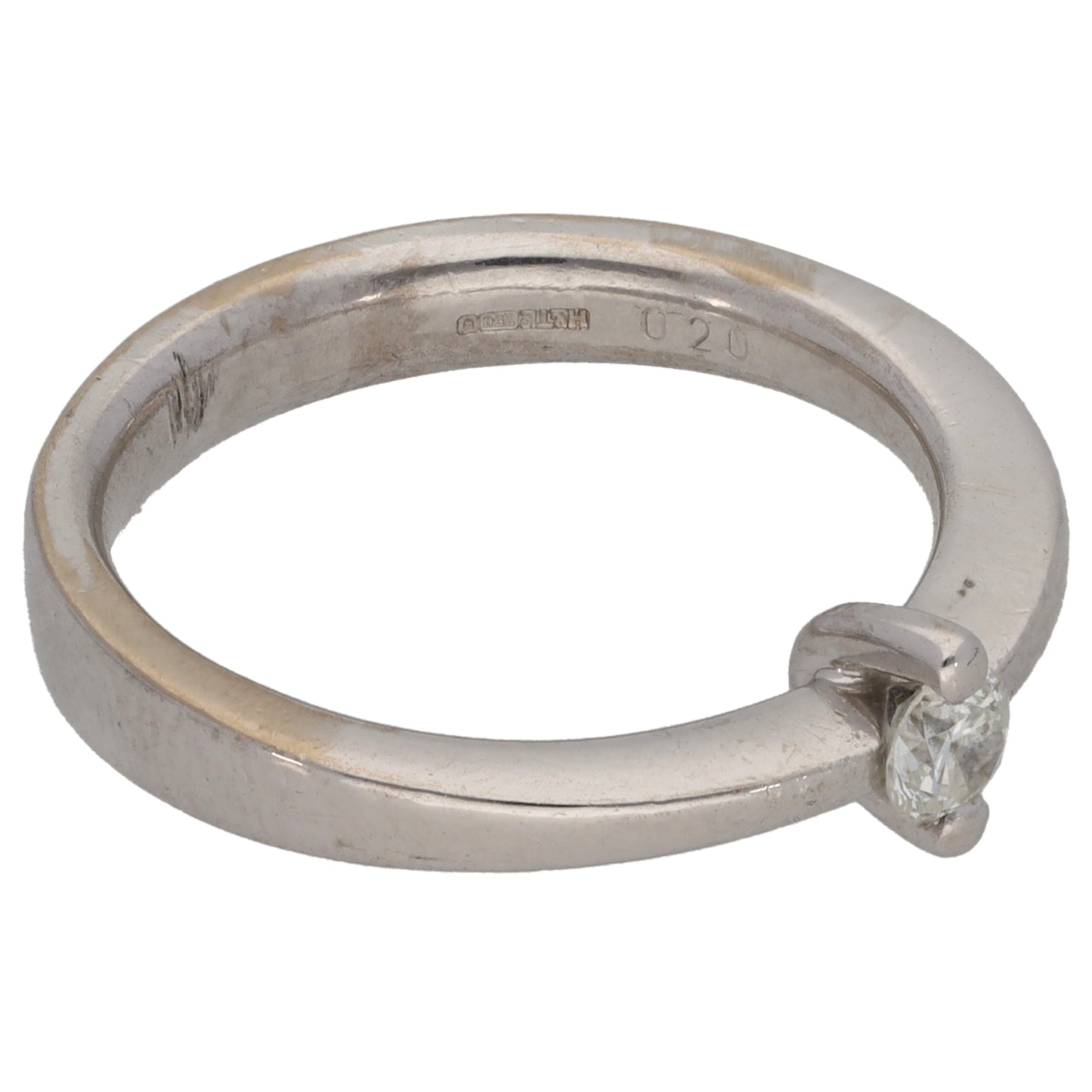 18ct White Gold 0.20ct Diamond Solitaire Ring Size L