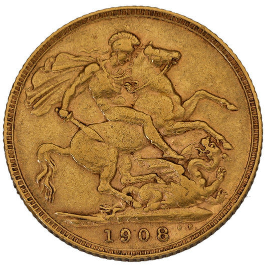 22ct Gold King Edward VII Full Sovereign Coin 1908