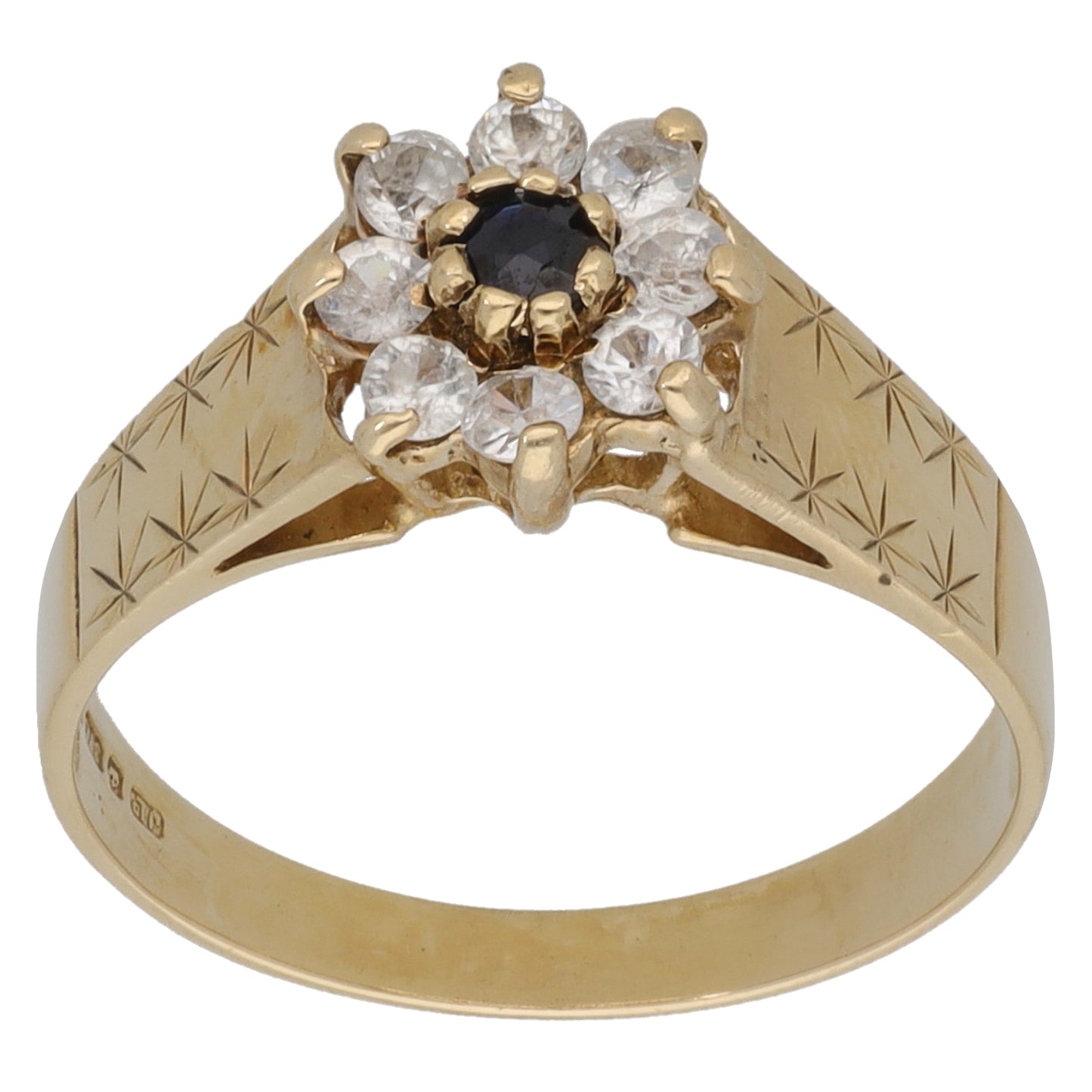 9ct Gold Sapphire & Cubic Zirconia Dress/Cocktail Ring Size M