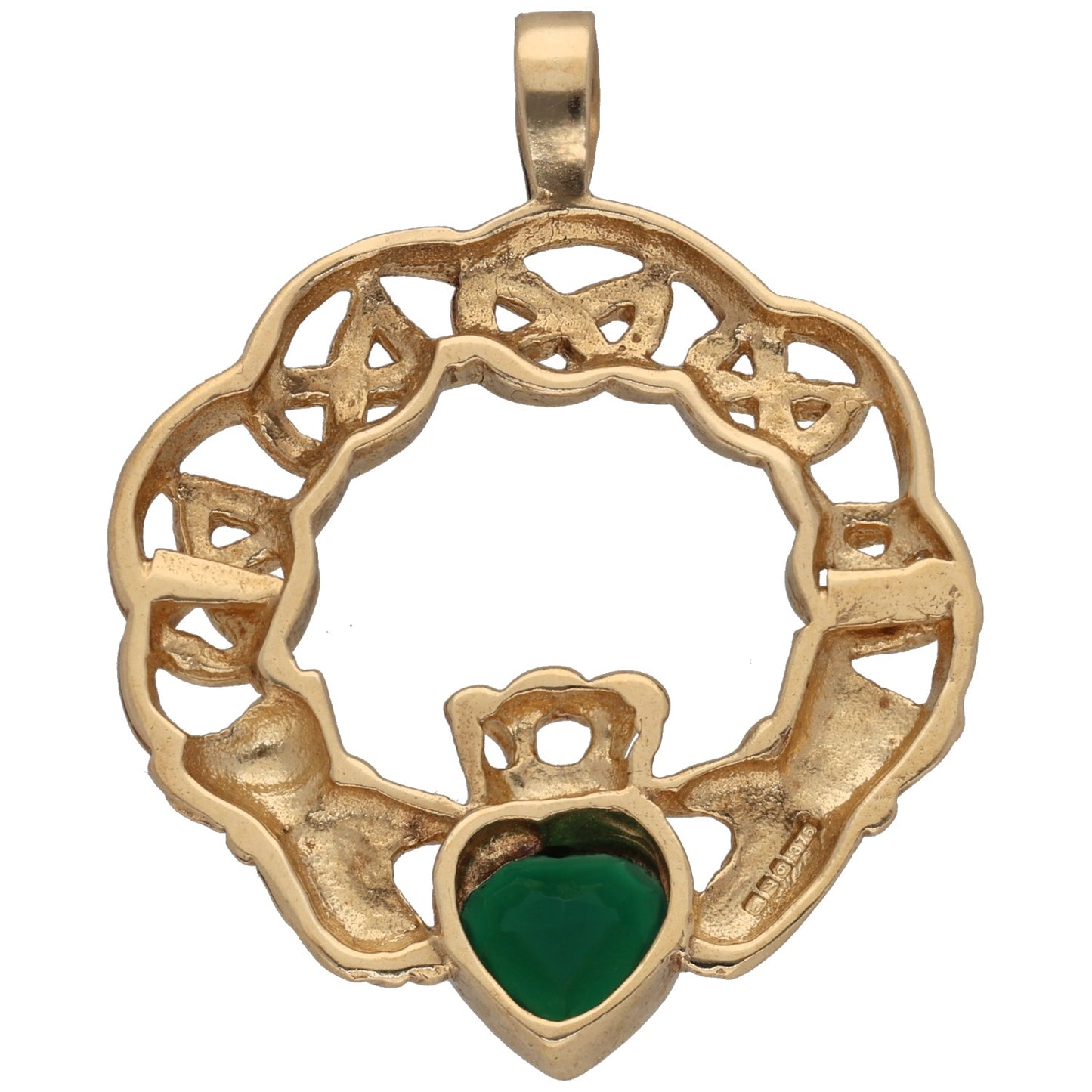 9ct Gold Agate Claddagh Pendant