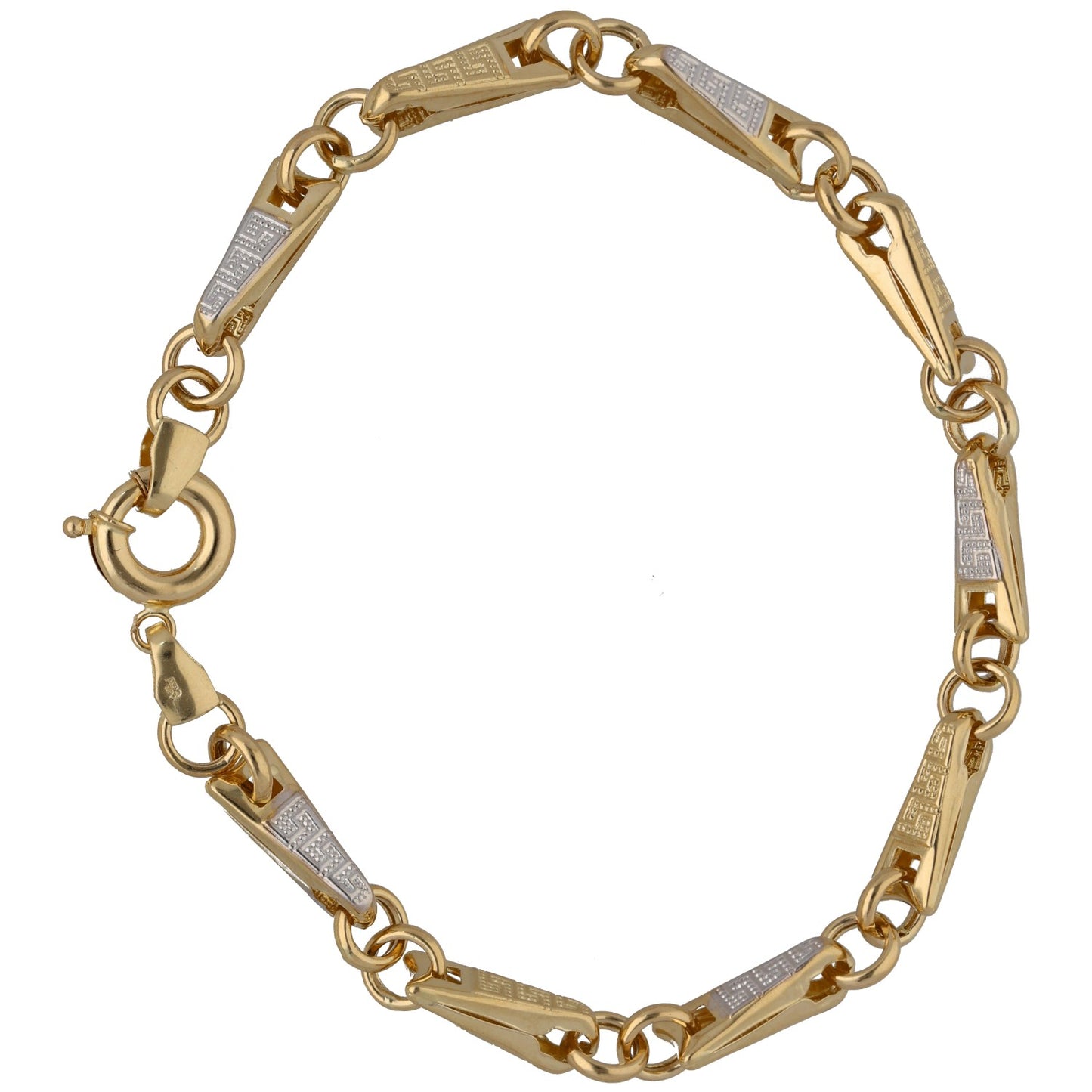 New 14ct Bi-colour Gold Triangle Fancy Bracelet