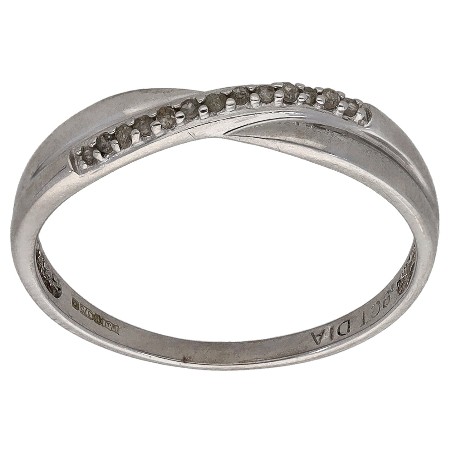 9ct White Gold 0.065ct Diamond Half Eternity Ring Size P