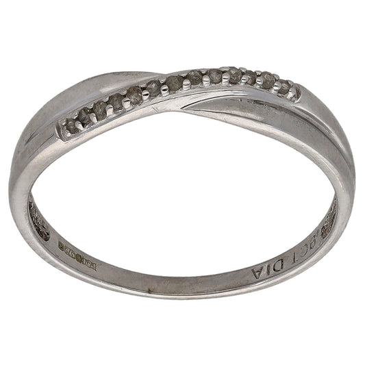 9ct White Gold 0.065ct Diamond Half Eternity Ring Size P