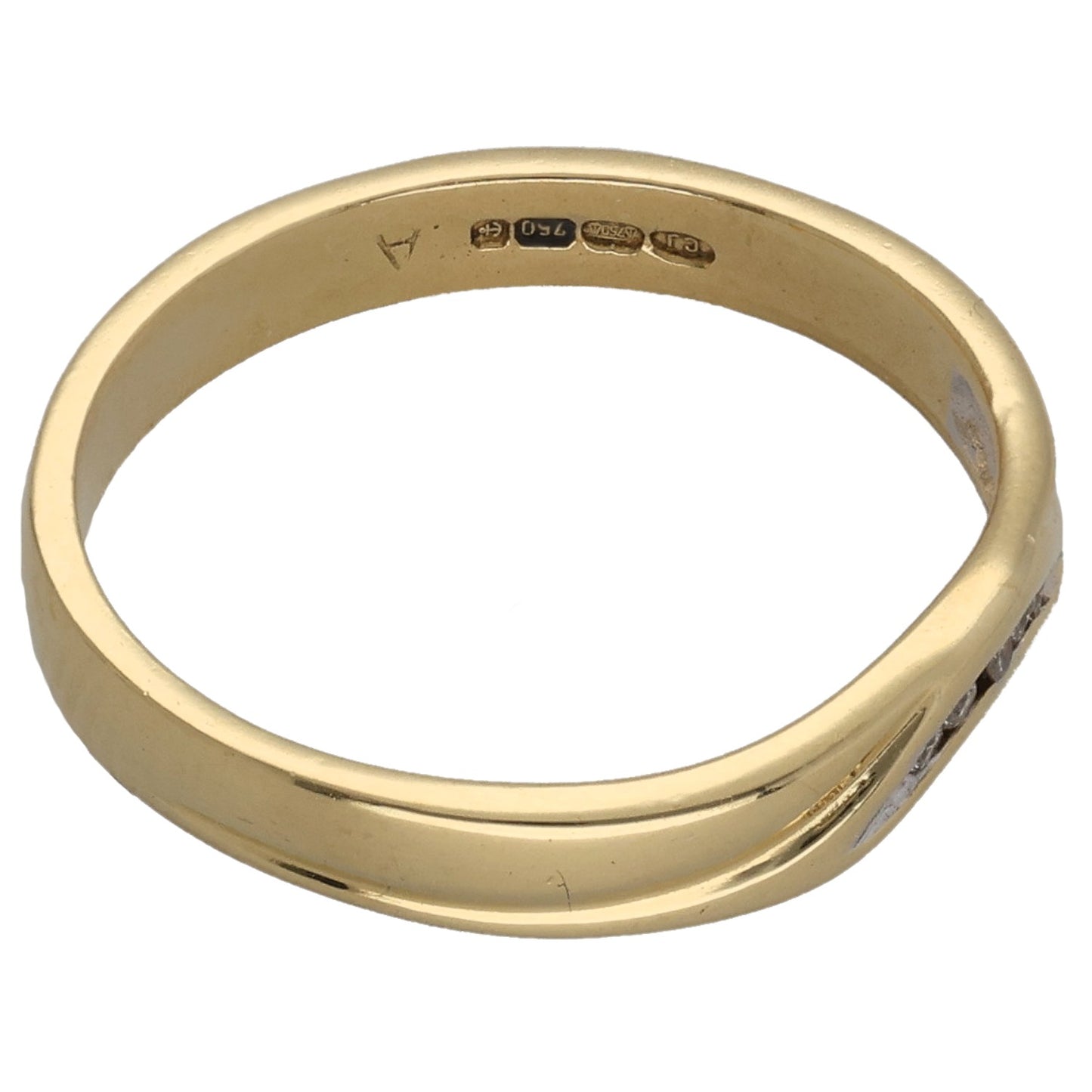 18ct Gold 0.025ct Diamond Patterned Wedding Ring Size M