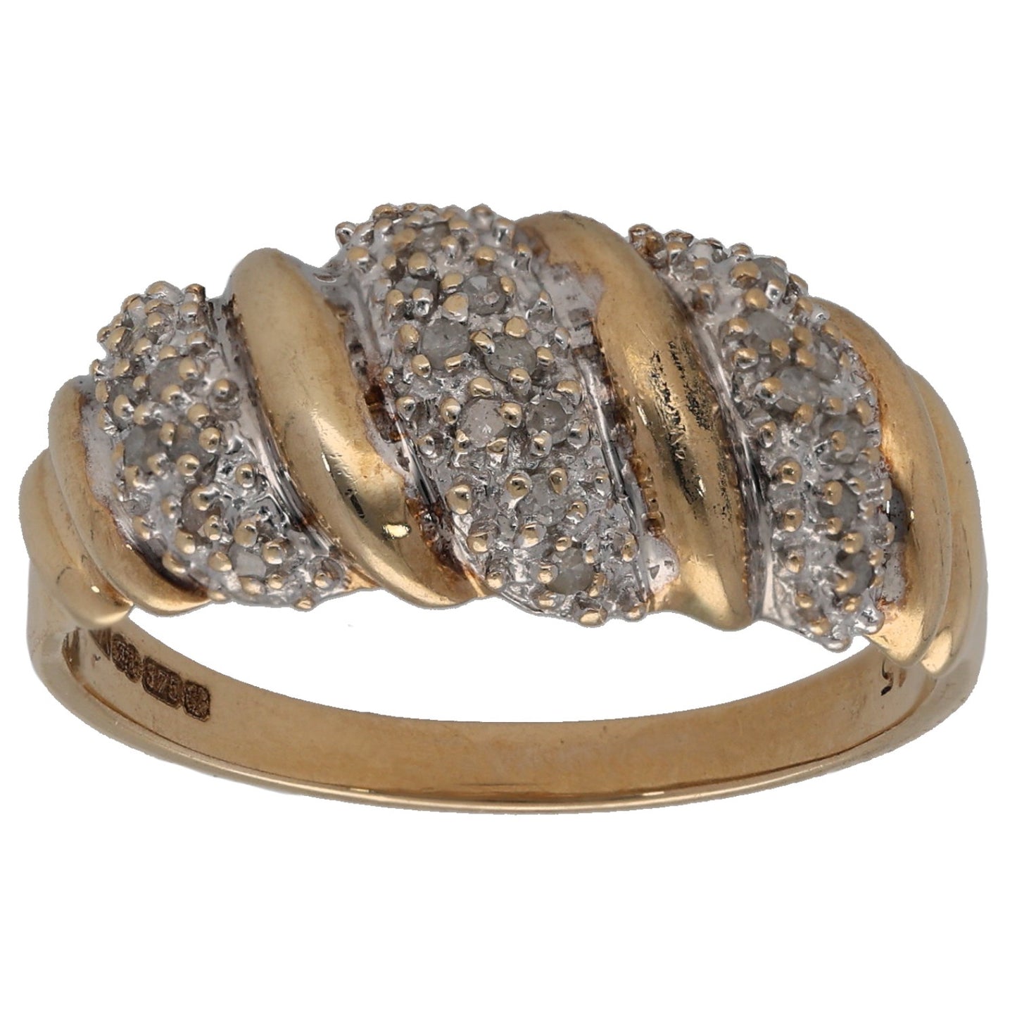 9ct Gold 0.15ct Diamond Dress/Cocktail Ring Size Q