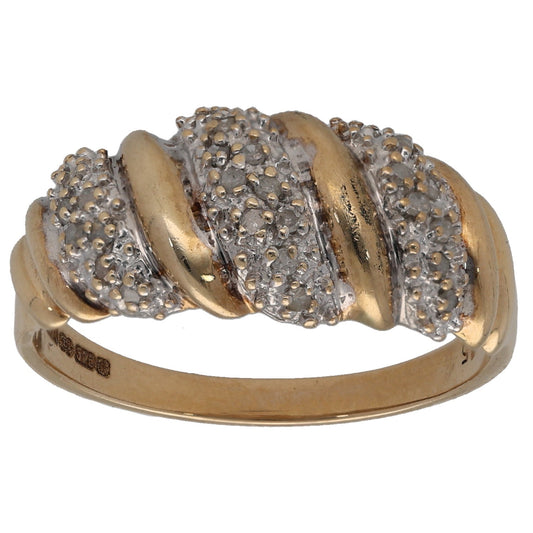 9ct Gold 0.15ct Diamond Dress/Cocktail Ring Size Q
