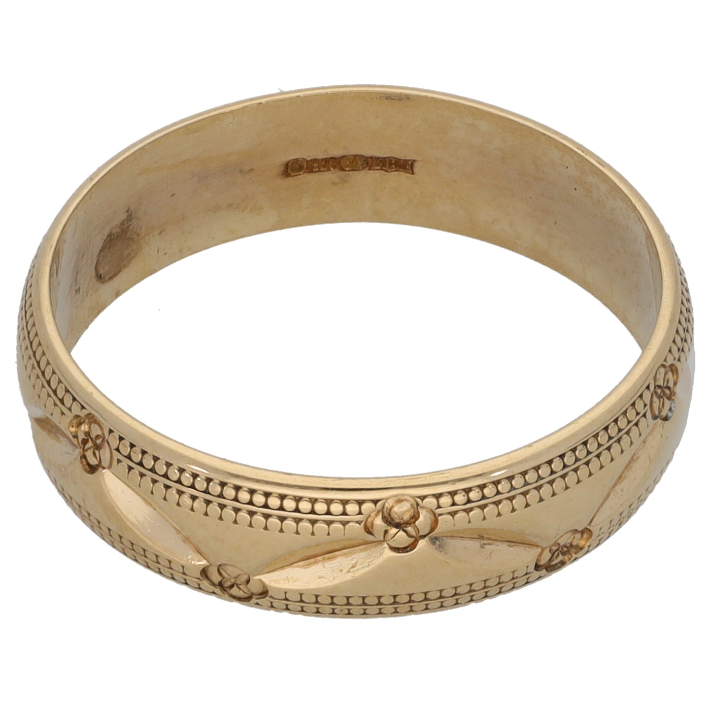 9ct Gold Patterned Wedding Ring Size N