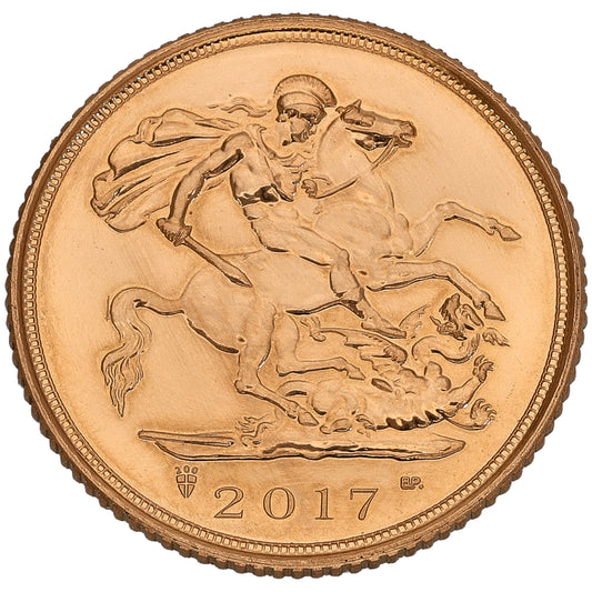22ct Gold Queen Elizabeth II Half Sovereign Coin 2017