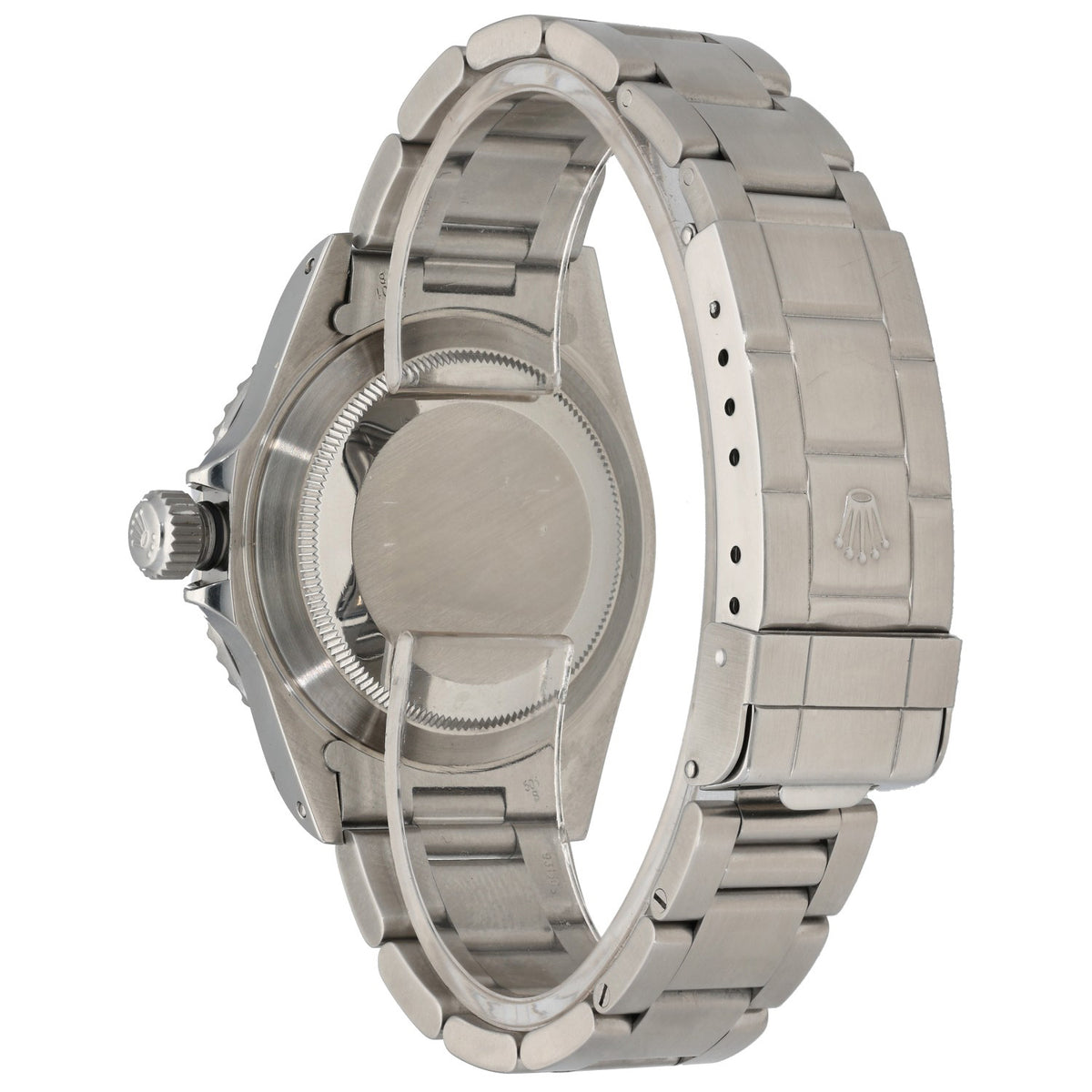 Rolex Submariner 14060M, black dial and bezel on an Oyster bracelet, rear image