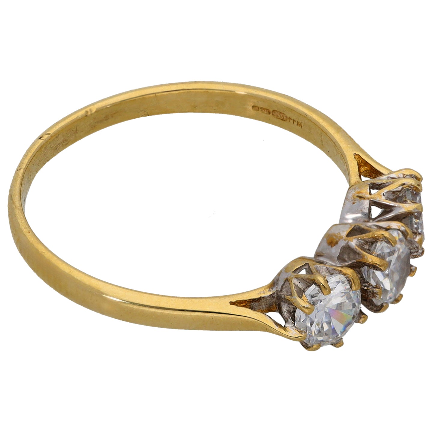 9ct Gold Cuboc Zirconia Trilogy Ring Size S
