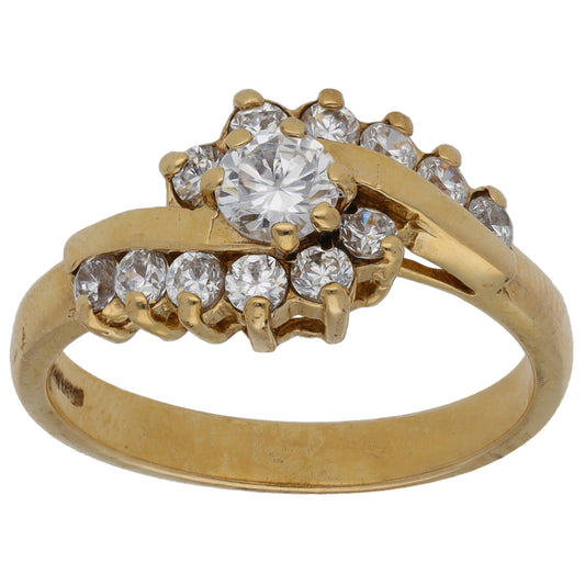 9ct Gold Cubic Zirconia Cluster Ring Size O