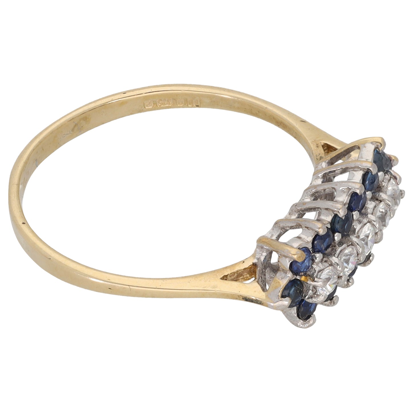 9ct Gold Sapphire & Cubic Zirconia Dress/Cocktail Ring Size P