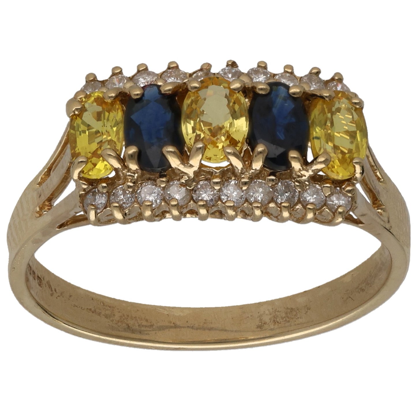 9ct Gold Sapphire & 0.20ct Diamond Dress/Cocktail Ring Size S